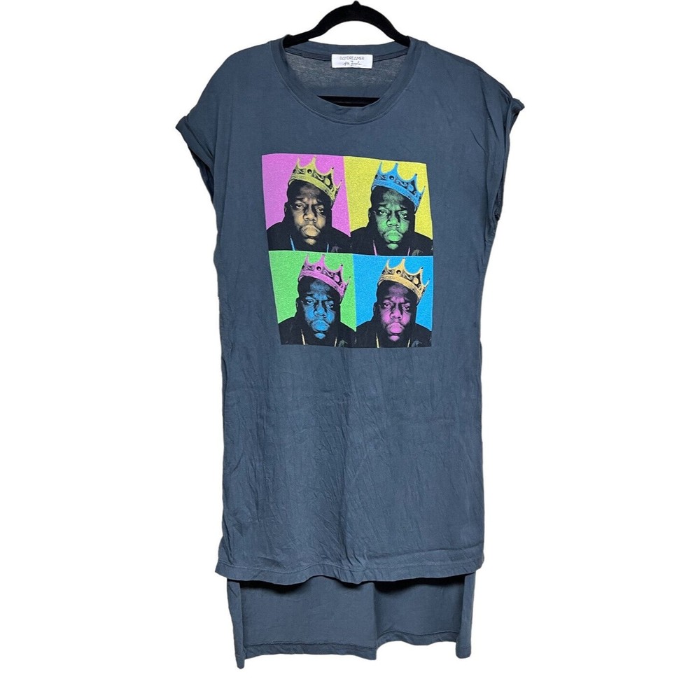 Free People Daydreamer Biggie Slit Hi Lo Tee Gray Women’s Size Small‎